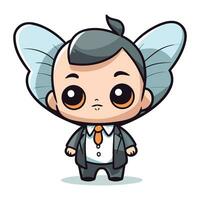 Funny Butterfly Mascot   Businessman Cartoon Vector Illustration