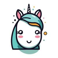 Cute little unicorn. Vector illustration. Isolated on white background.