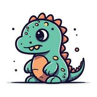 Cute cartoon dinosaur. Vector illustration isolated on a white background.