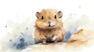 a cute little Lemming in watercolor style. Generative AI photo