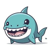 Smiling Shark Cartoon Mascot Character. Vector Illustration.