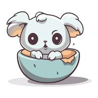 Cute koala in egg bowl character cartoon vector illustration graphic design