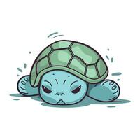 Cute cartoon turtle crying. Vector illustration. Isolated on white background.