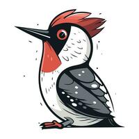 Cute Woodpecker bird cartoon vector illustration. Hand drawn vector illustration.