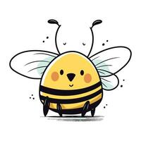 Vector illustration of cute cartoon bee. Isolated on white background.