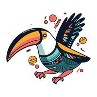 Toucan in hand drawn doodle style. Vector illustration.