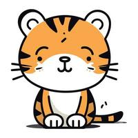 Cute cartoon tiger. Vector illustration isolated on a white background.