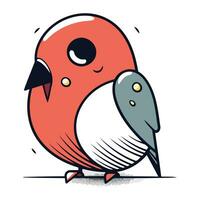 Vector illustration of a cute little bird. Hand drawn doodle style.