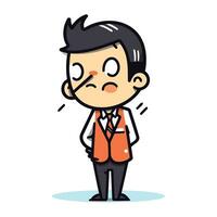 Sad Businessman   Cartoon Vector Illustration. Stressed Businessman Character