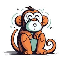 Cute cartoon monkey. Vector illustration. Isolated on white background.