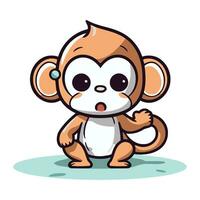 Monkey Cartoon Character Vector Illustration. Cute Cartoon Monkey Character