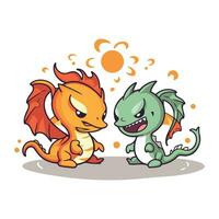 Dragon and dragon cartoon vector illustration. Dragon and dragon cartoon characters.