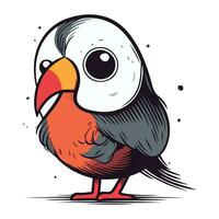 Cute cartoon parrot. Vector illustration isolated on white background.