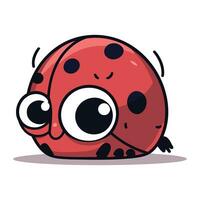 Cute cartoon ladybug. Vector illustration. Isolated on white background.