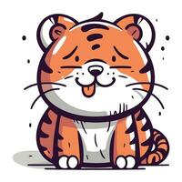 Cute cartoon tiger. Vector illustration isolated on a white background.