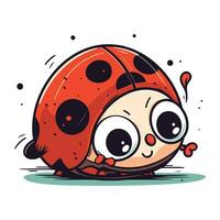 Cute cartoon ladybug. Vector illustration isolated on white background.