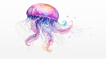 a cute little Jellyfish in watercolor style. Generative AI photo