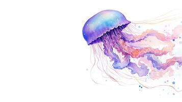 a cute little Jellyfish in watercolor style. Generative AI photo