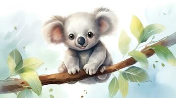 un linda pequeño coala en acuarela estilo. generativo ai foto