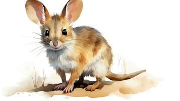a cute little Kangaroo Rat in watercolor style. Generative AI photo