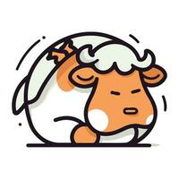Cute cartoon sheep. Vector illustration in doodle style.