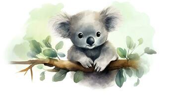 a cute little Koala in watercolor style. Generative AI photo