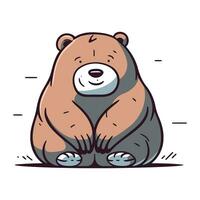 Cute cartoon bear sitting. Vector illustration isolated on white background.