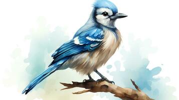 a cute little Jay in watercolor style. Generative AI photo