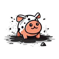 Cute cartoon pig. Vector illustration. Isolated on white background.