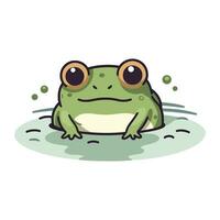 Frog in water. Cute cartoon character. Vector illustration.