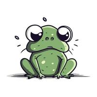 Frog vector illustration. Cute cartoon frog with big eyes.