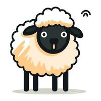 Sheep vector illustration. Cute cartoon sheep character. Sheep farm animal.