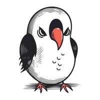 Cute cartoon parrot. Hand drawn vector illustration in sketch style.