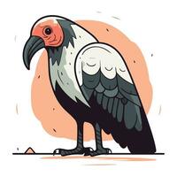 Vector illustration of a vulture. Wild bird in cartoon style.