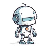 Cartoon robot with headphones. Vector illustration. Cute robot.