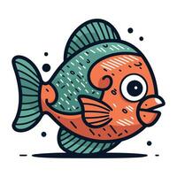 Cartoon cute fish. Vector illustration. Isolated on white background.