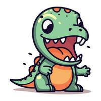 Funny Dinosaur Cartoon Mascot Character. Vector Illustration.