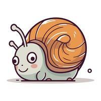 Cute cartoon snail. Vector illustration. Isolated on white background.