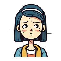 Angry Girl Face Expression Cartoon Vector Illustration Graphic Design Editable Resizable