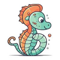 Cute cartoon seahorse. Vector illustration isolated on white background.