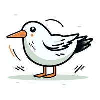 Cute seagull. Vector illustration. Isolated on white background.