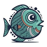 Funny fish. Vector illustration. Isolated on white background.
