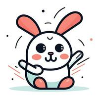 Cute bunny character with a knife and fork. Vector illustration.