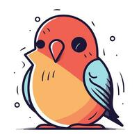 Cute bird. Hand drawn vector illustration in doodle style.