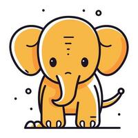 Cute cartoon elephant. Vector illustration in line art style on white background.