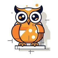 Cute cartoon owl. Colorful vector illustration in flat linear style.