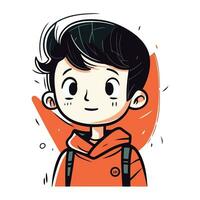 vector ilustración de un chico con un mochila. linda dibujos animados personaje.