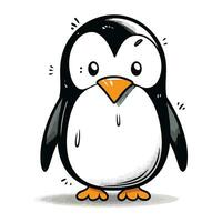 Cute penguin cartoon vector illustration isolated on a white background.