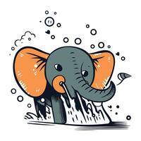 Vector illustration of an elephant on a white background. Cartoon style.