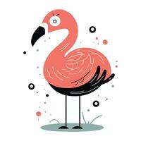 Flamingo. Vector illustration in flat style. Isolated on white background.